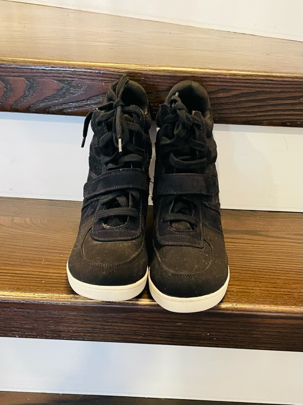 Airwalk Women’s Black platform Wedge Sneakers with White Sole